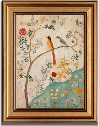 Gold framed vintage floral - framed,